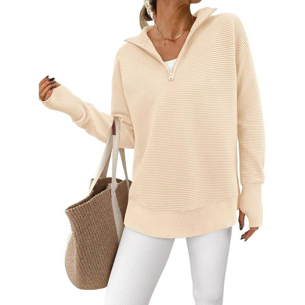MSRP $45 PRETTYGARDEN Women's M Long Sleeve Quarter Zip Pullover Sweater Casual